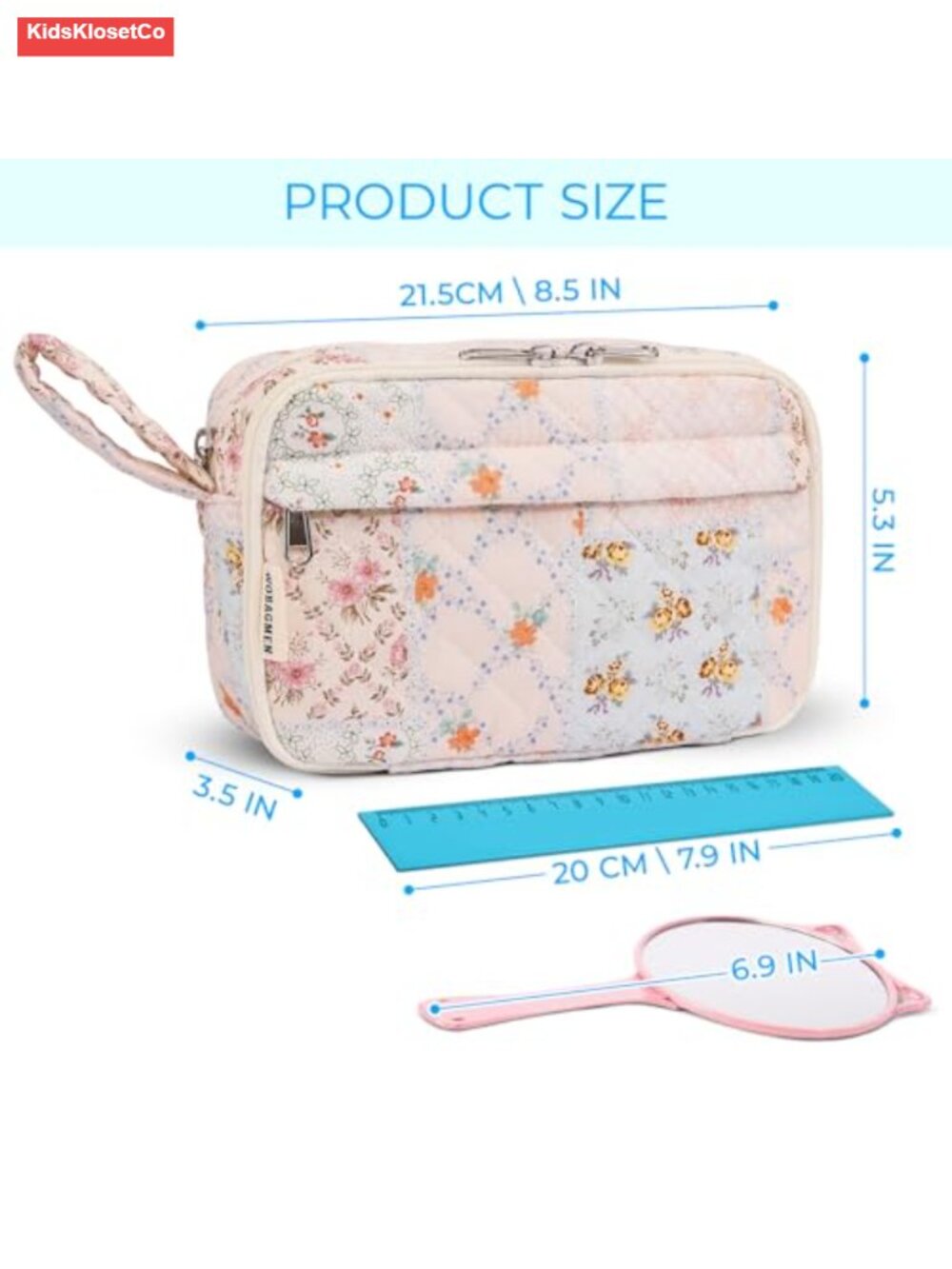 Quilted Pencil Pouch with Compartments, Large Aesthetic Pencil Case Organizer - Picture 2 of 5